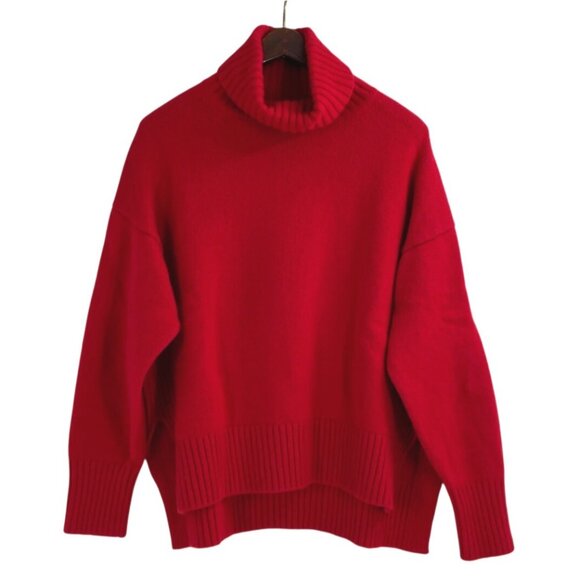 Polo Ralph Lauren Sweaters - Polo Ralph Lauren Womens XL Turtleneck Ribbed Sweater Wool Cashmere Red Chunky
